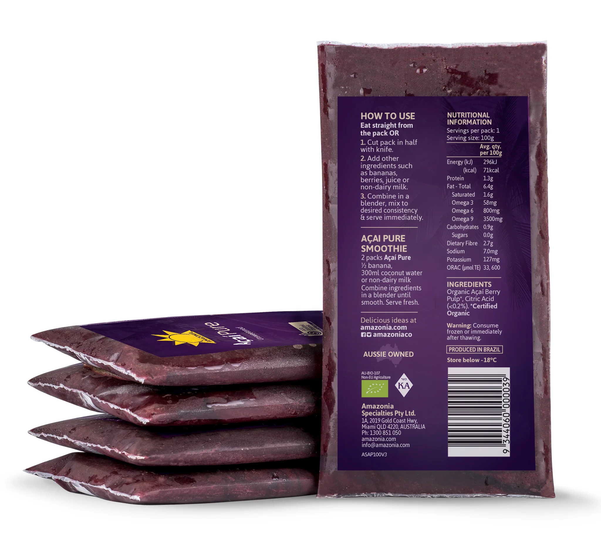 Amazonia Açaí Pure 4x100g Sachets - Image 4